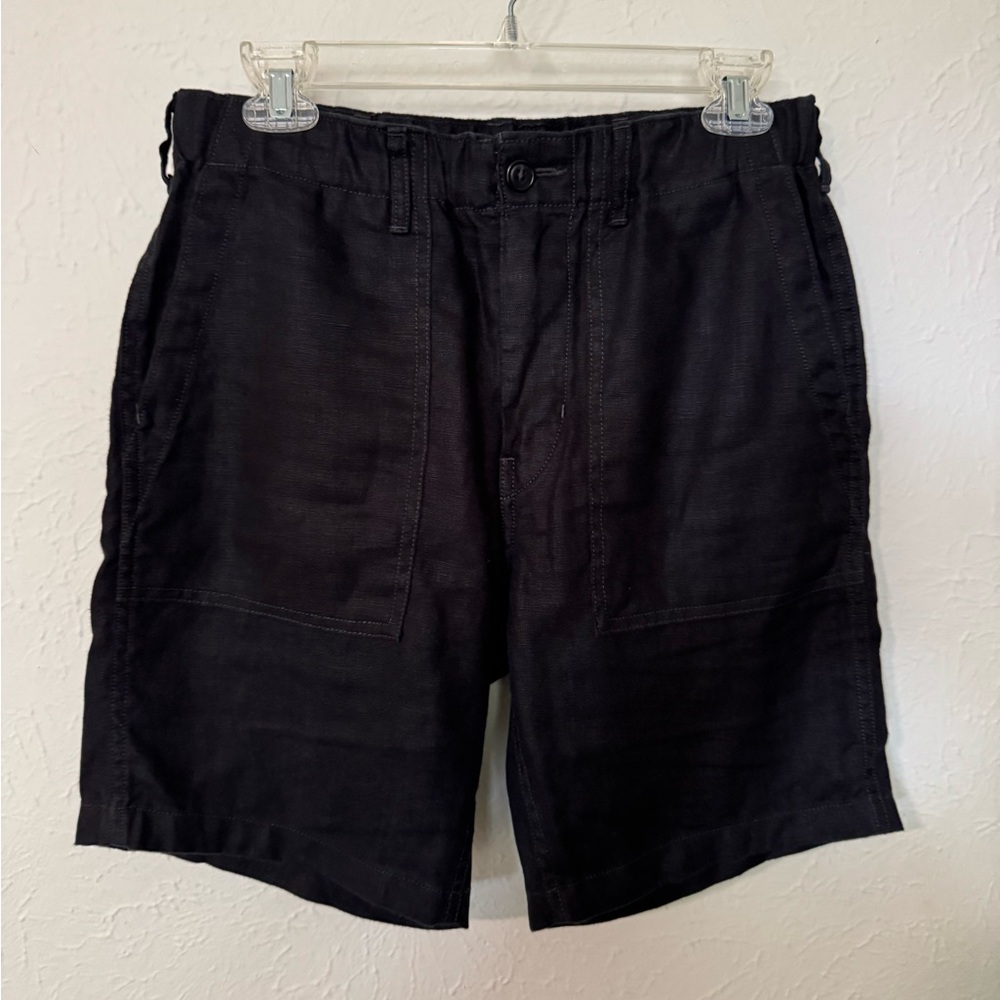 Buck Mason Loomed Linen Fatigue Short Men's Black XS
